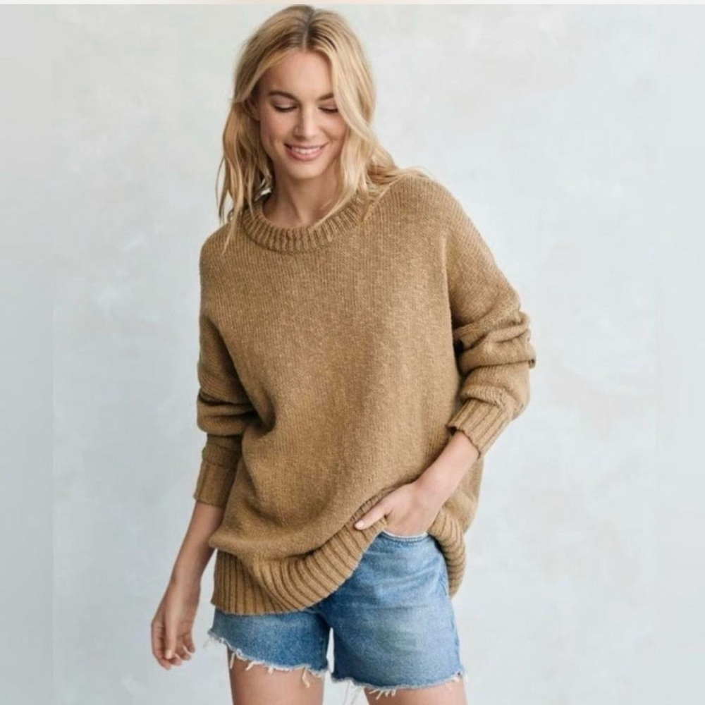 Jenni Kayne Cruise Cocoon Crewneck Sweater | Safari Tan